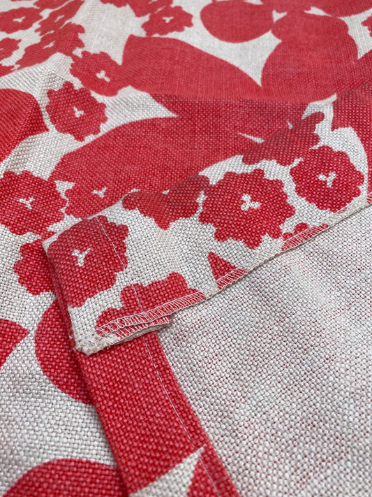 1 BerkBox95 Raoul Textile Linen Hand Print Made in US Botanical Linen Print Red White MSRP $300+/y