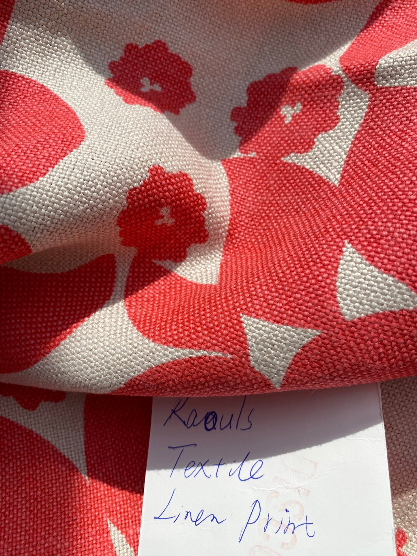 1 BerkBox95 Raoul Textile Linen Hand Print Made in US Botanical Linen Print Red White MSRP $300+/y