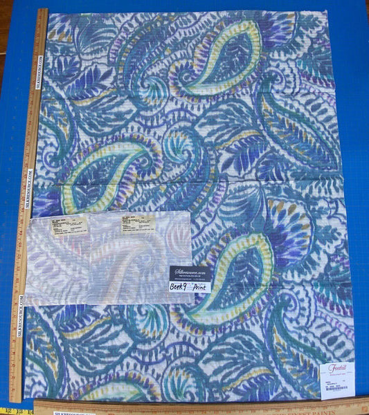 Scalamandre Indra Aztek Mayan Cotton - Aqua/Multi