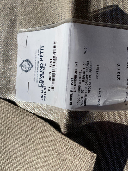 49 Berkbox104 Square Scalamandre Edmon Petit Lin Miroir Argent Naturel Linen Gray Small Scale Texture MSRP USD 232/y