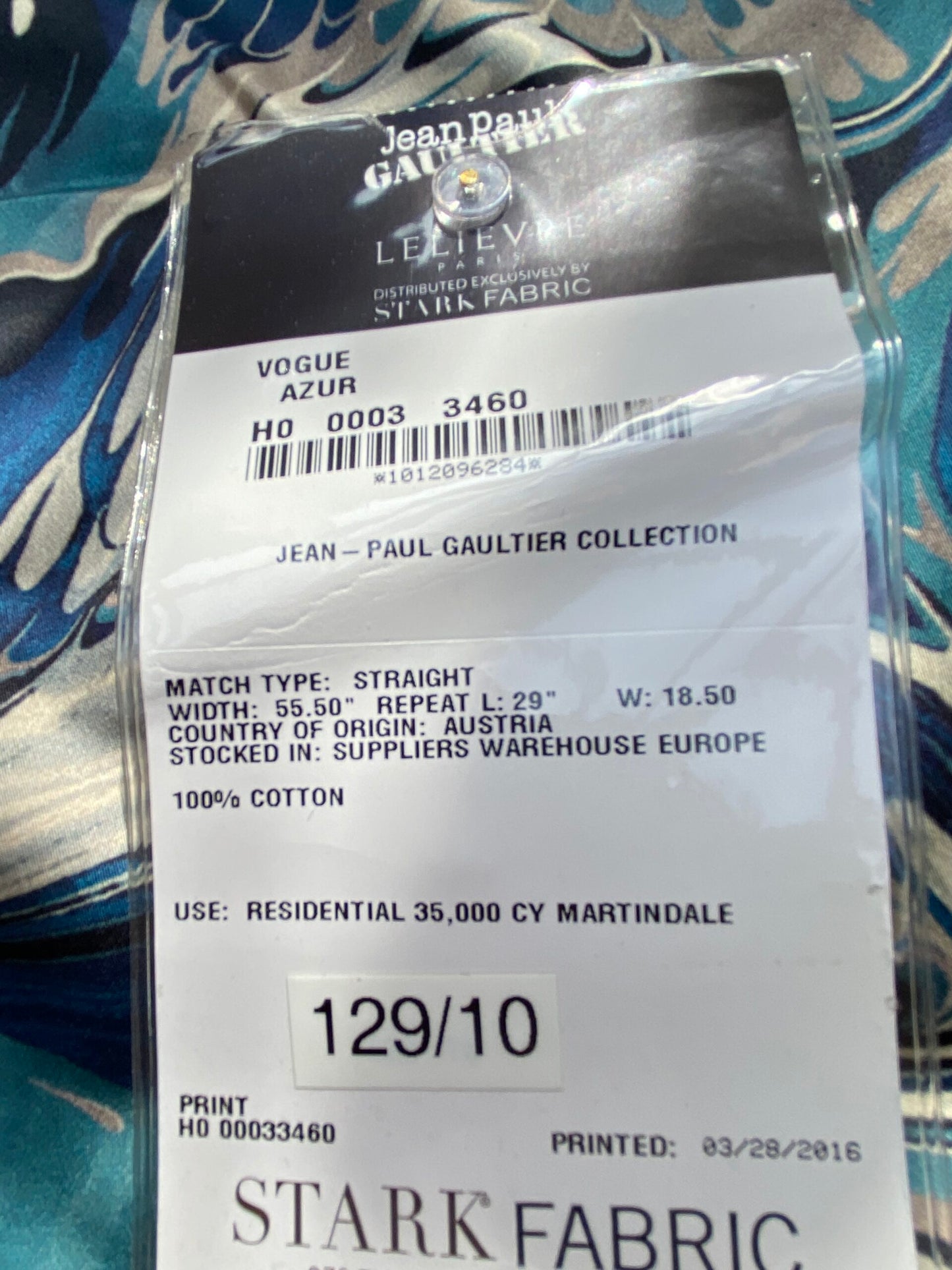 8 BerkBox95 Printed Fabrics by Jean Paul Gaultier Vogue Azur Print Blue White Abstract MSRP USD 400+/y