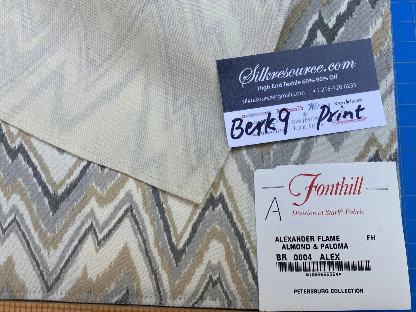 25a Berkbox9 Length Scalamandre Print 1 Yard Alexander Flame Almond & Paloma