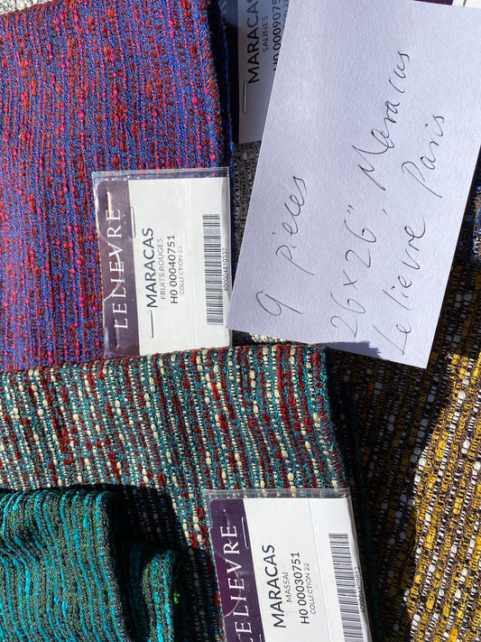 2 Berkbox105 Square Scalamandre Lelievre Paris Maracas Strie Small Scale Texture – 9 Pieces with different colors 26″width 26″ Long