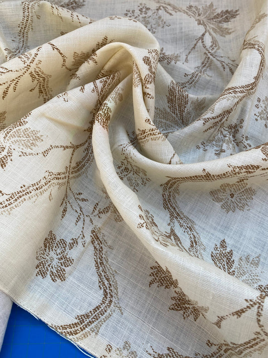 14 BerkBox95 Printed Fabrics by Scalamandre Duden Lodge Neutral Brown Beige Botanical Foliage Linen MSRP 238/y