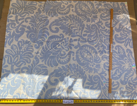 16 BerkBox95 Printed Fabrics by Grey Watkins Pamlico Sky blue White Historic Botanical Foliage Linen MSRP USD656/y