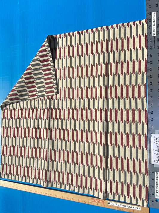 7 Berkbox105 Square Scalamandre Shane Bordeauz Zolfo Red Gray Jacquard Cotton Geometric