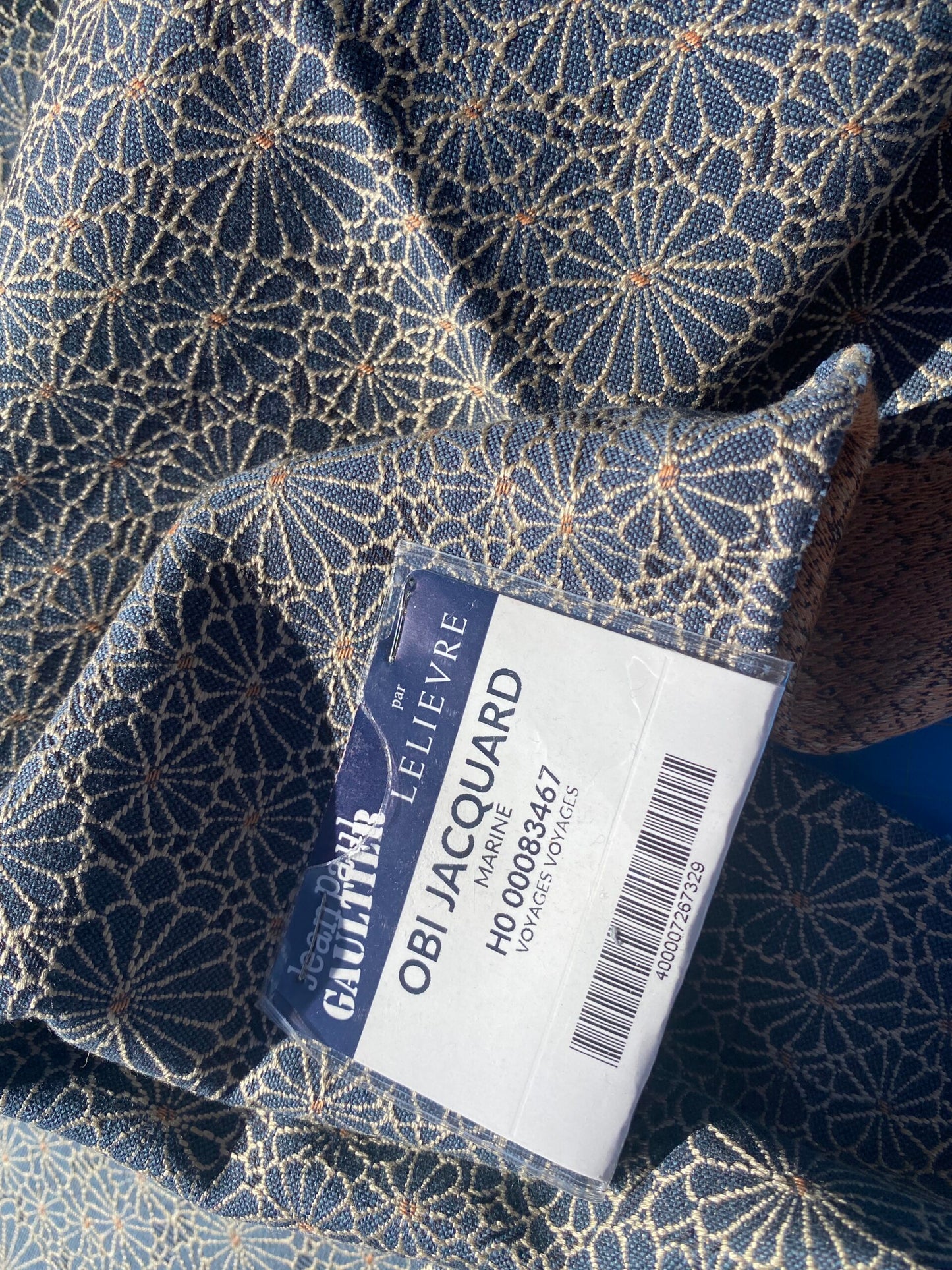 13 Berkbox105 Square Scalamandre Jean Paul Gaultier Obi Jacquard Marine Blue White Floral Small Scale