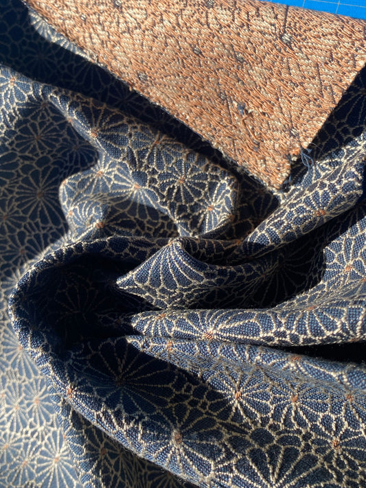 13 Berkbox105 Square Scalamandre Jean Paul Gaultier Obi Jacquard Marine Blue White Floral Small Scale