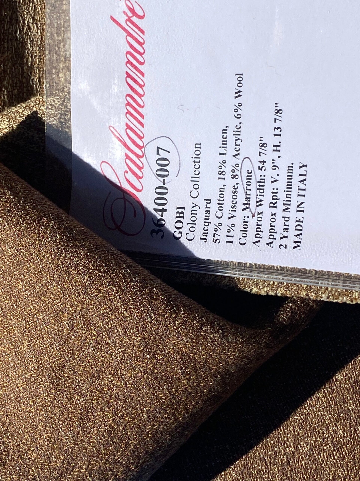 19 Berkbox105 Square Scalamandre Gobi Marrone Brown Jacquard Cotton Strie Texture