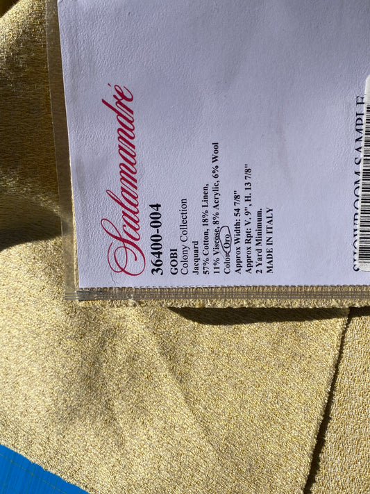 21 Berkbox105 Square Scalamandre Gobi Oro Gold Jacquard Cotton Strie Texture