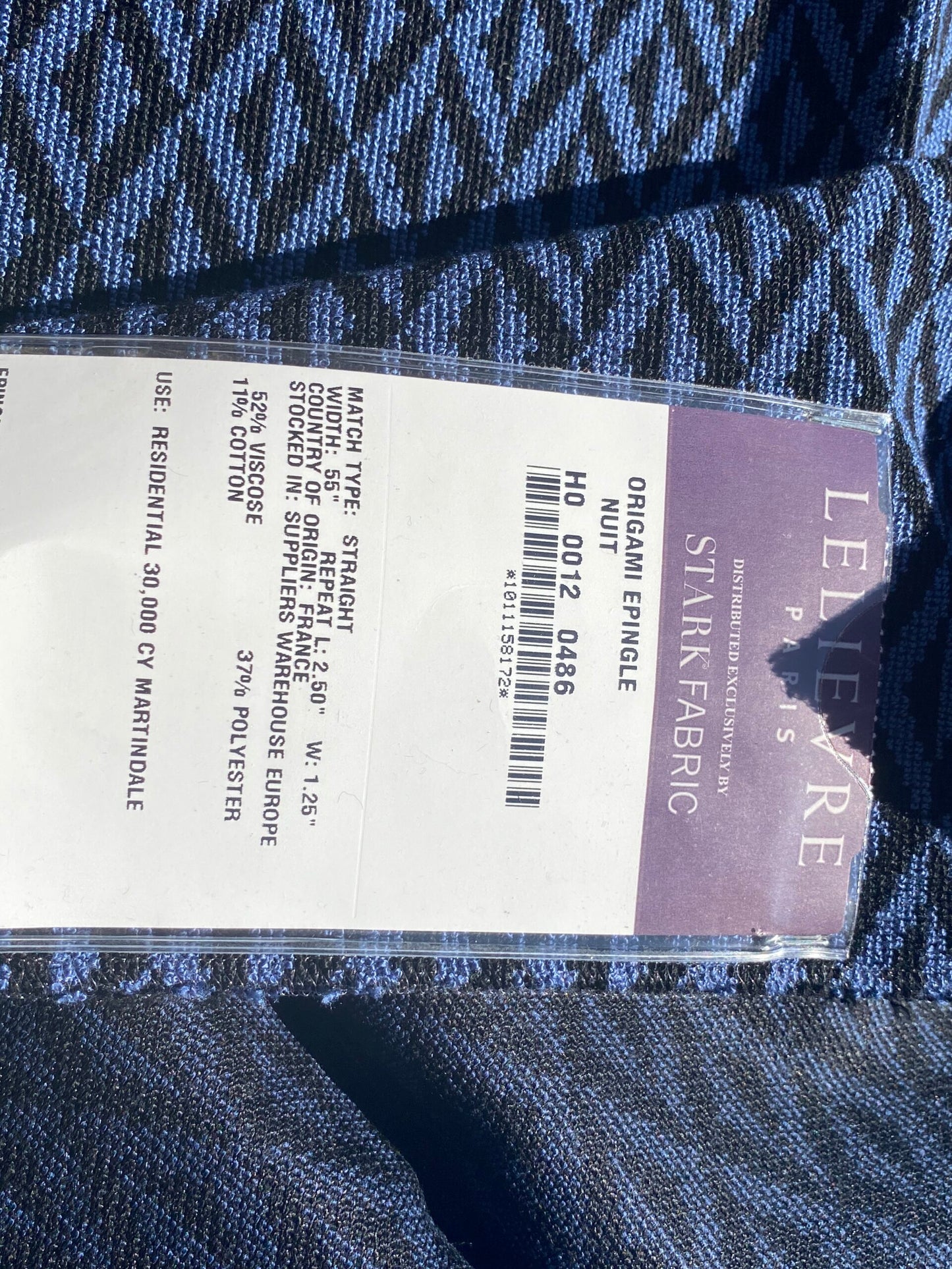 23 Berkbox105 Square Scalamandre Lelievre Paris Origami Epingle Nuit Blue Black Diamond Geometric Small Scale MSRP USD374/y