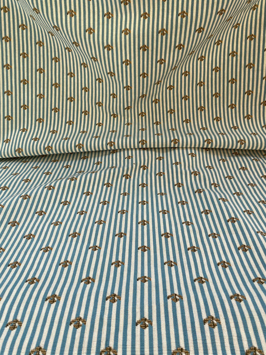 3 Berkbox96 Length Jacquard Blue and White Stripe Small Scale 2yds MSRP USD400+/y