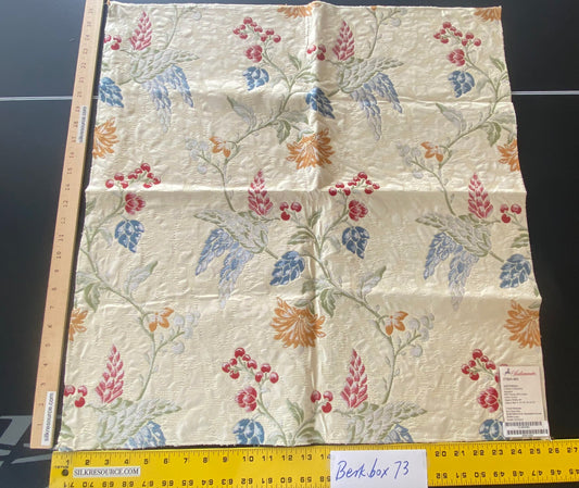 40 Berkbox73 Square by Scalamandre Artemisia Avorio Cream White Jacquard Fruits Floral Botanical Foliage Viscose Cotton MSRP USD300+/y