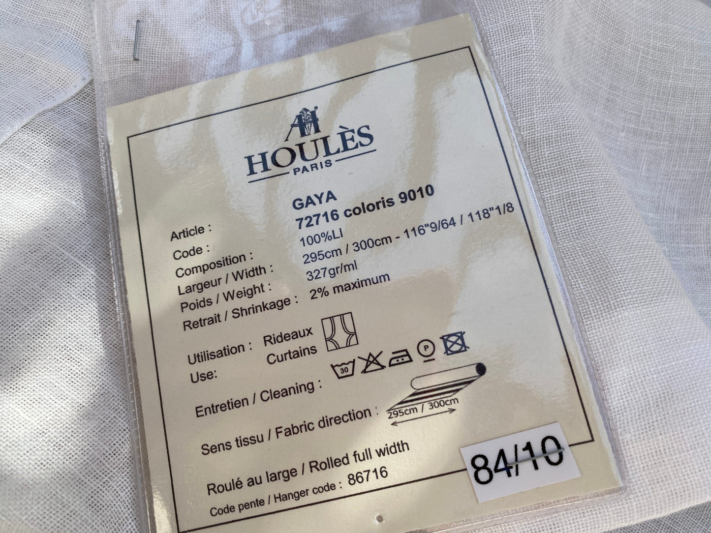 15 Berkbox96 Length Plains Textures by Houles Paris Tissu Gaya Coloris Sheer White Solid MSRP USD200+/y