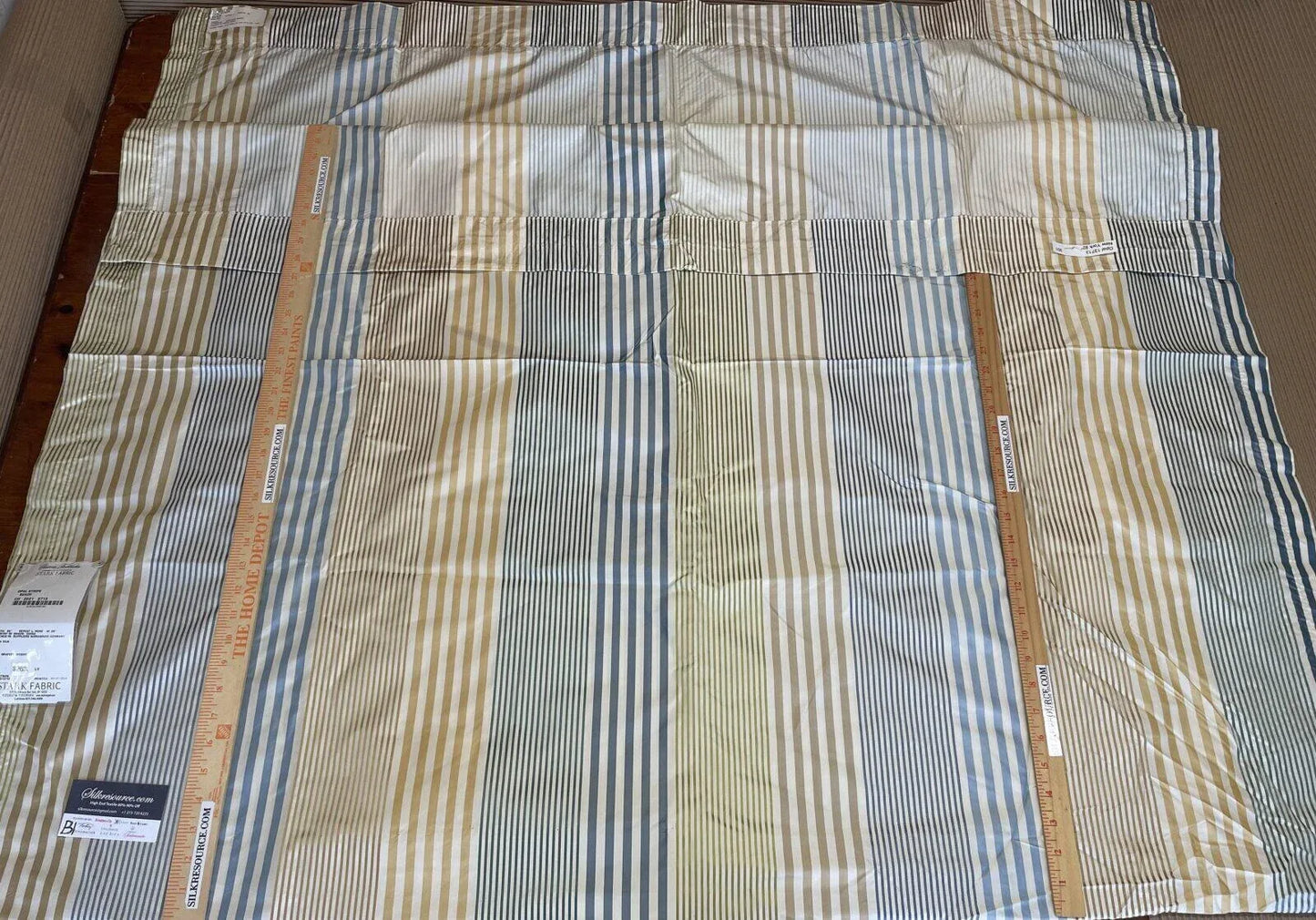 4 Berkbox1 Scalamandre Length Opal Striped Beach Yellow Blue 2.4yd MSRP USD 263/yd