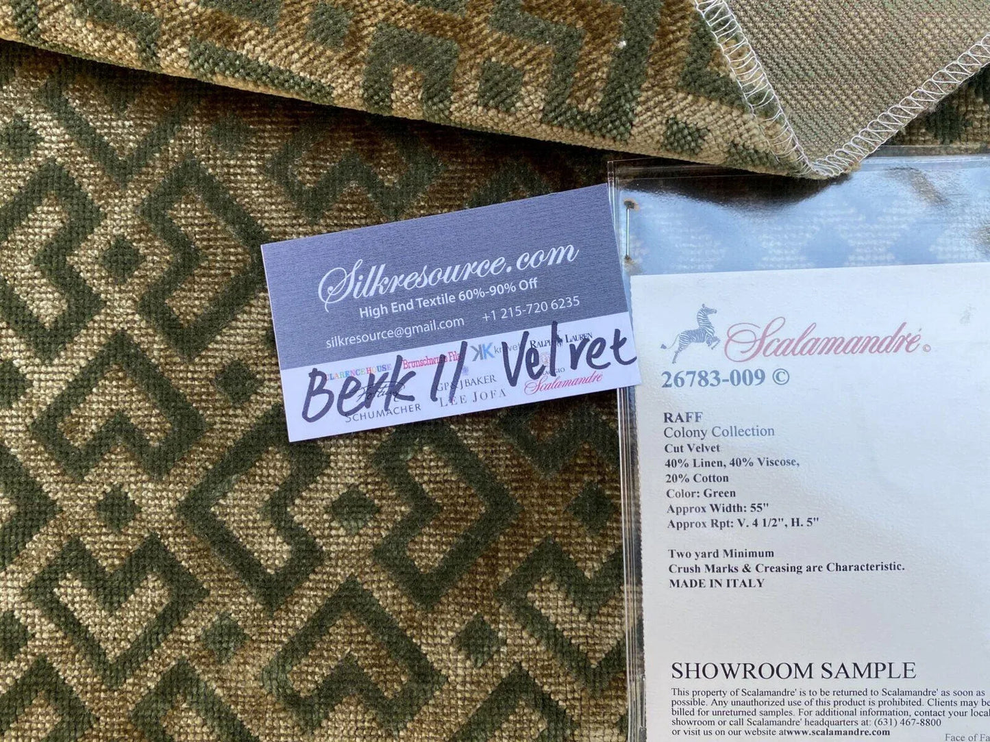 15 Berkbox11 Scalamandre Velvet Raff Colony Collection Green