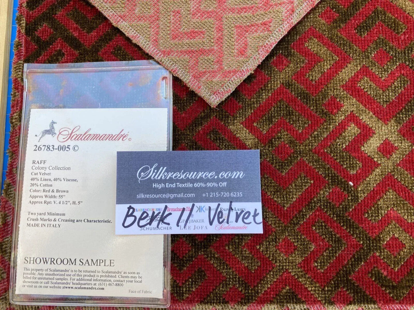 16 Berkbox11 Scalamandre Velvet Colony Collection Red & Brown