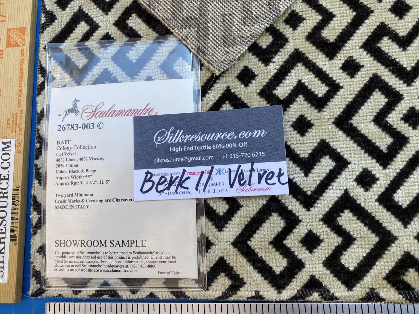 19 Berkbox11 Scalamandre Velvet Raff Colony Collection Black & Beige