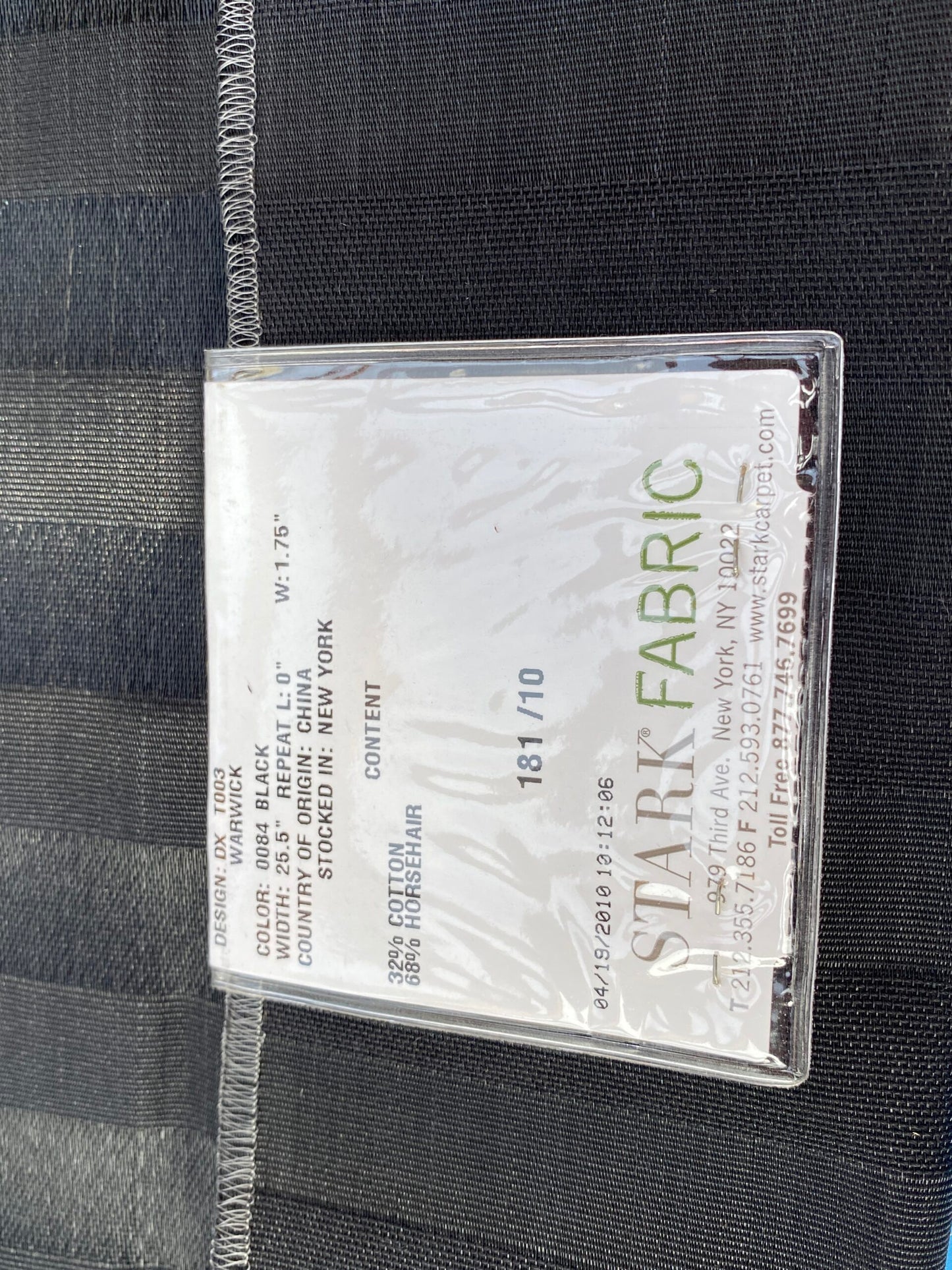 3 Berkbox99 Square Jacquard by Old World Weavers Warwick Onyx Stripe Black Horsehair MSRP USD700+/y