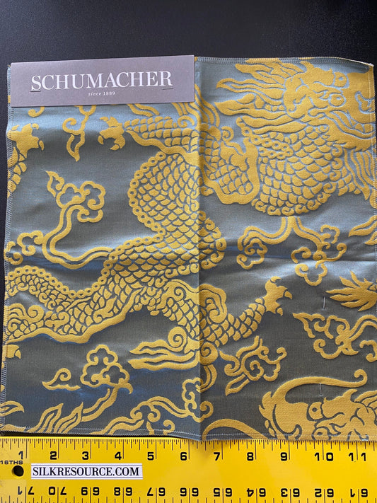 Schumacher Ruan Dragon Damask Satin Cotton - Gold