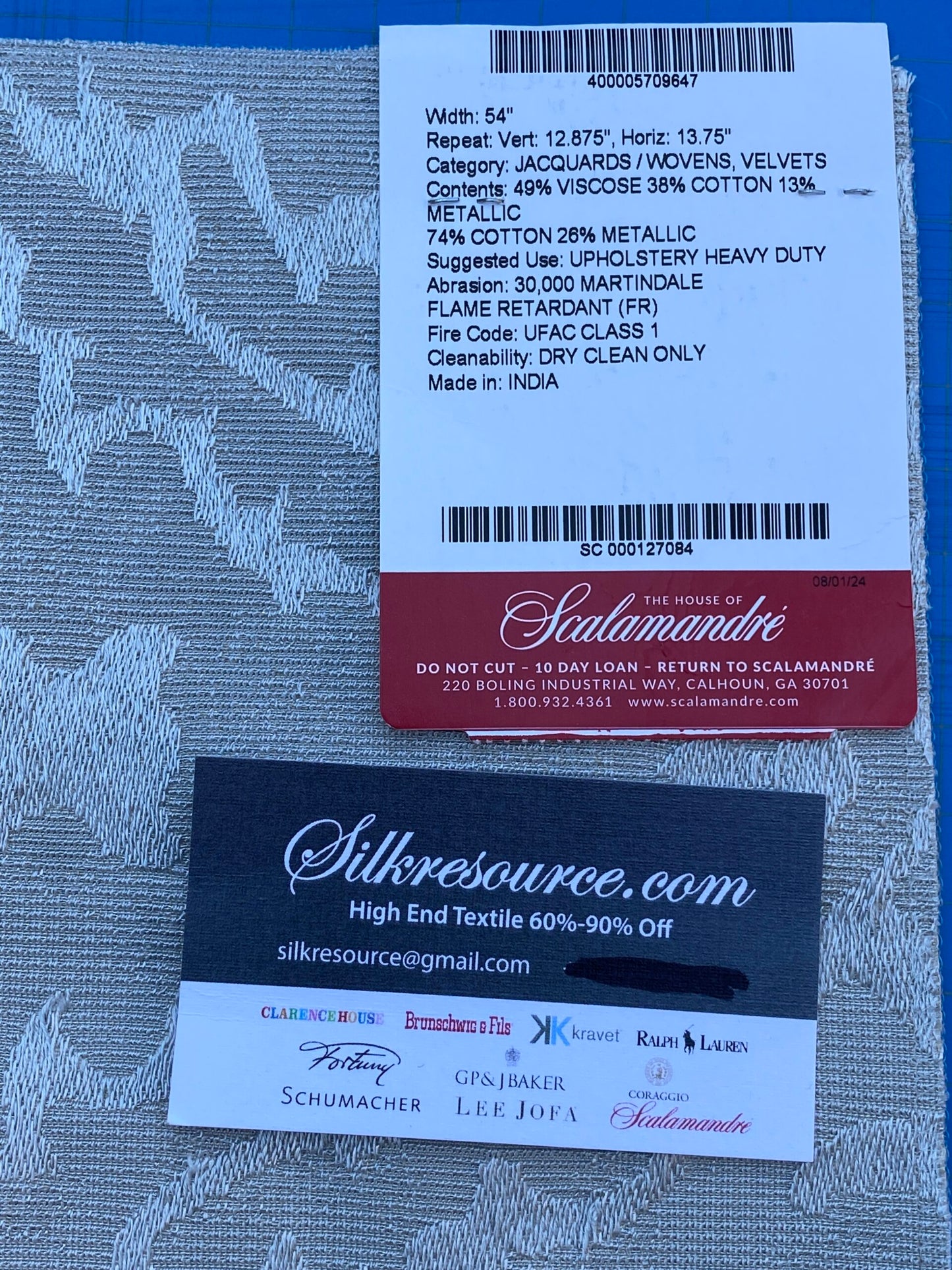 Scalamandre Palazzo Velvet Glacier Gray Damask MSRP USD 556/y