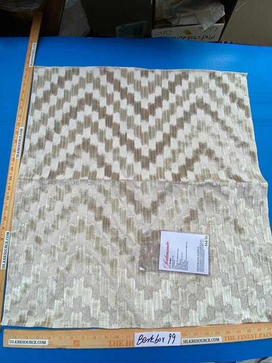 32 Berkbox99 Square JAquard by Scalamandre Ankara Velvet Sisal Beige Ikat Chevron Viscose MSRP USD530/y