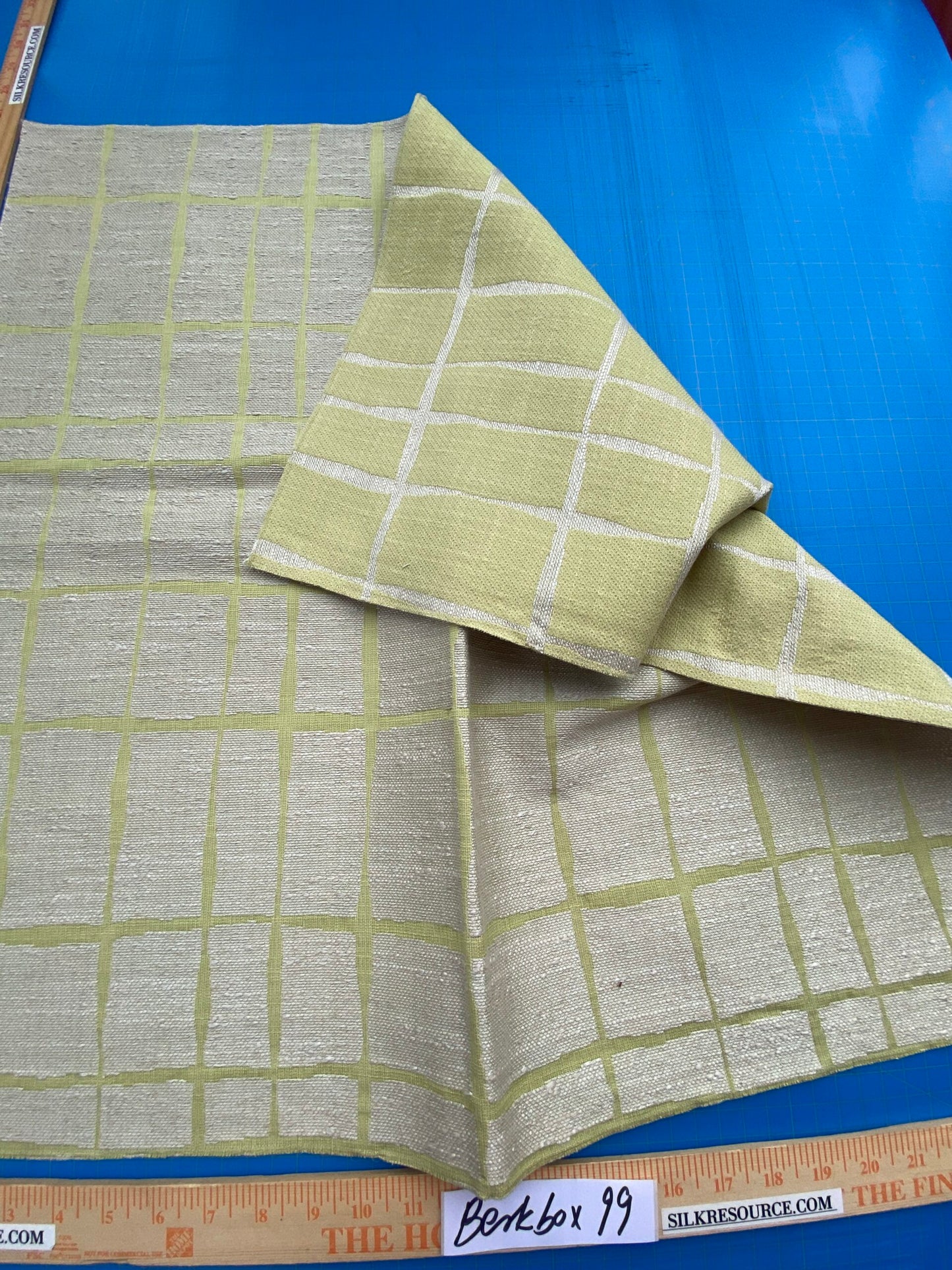 36 Berkbox99 Square Jacquard by Scalamandre Everglades Club Lime Green Abstract Plaid Check MSRP USD228/y