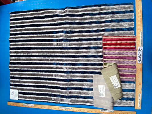 40 Berkbox99 Square Velvet by Scalamandre Old World Weavers La Foltiere Sapphire Platinum blue White Gray Cut Velvet Stripe MSRP USD 284/y