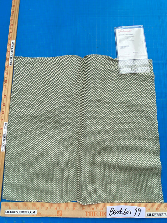 46 Berkbox99 Square Jacquard by Scalamandre Herringbone Di Lusso Marine Green Linen Silk MSRP USD478/y
