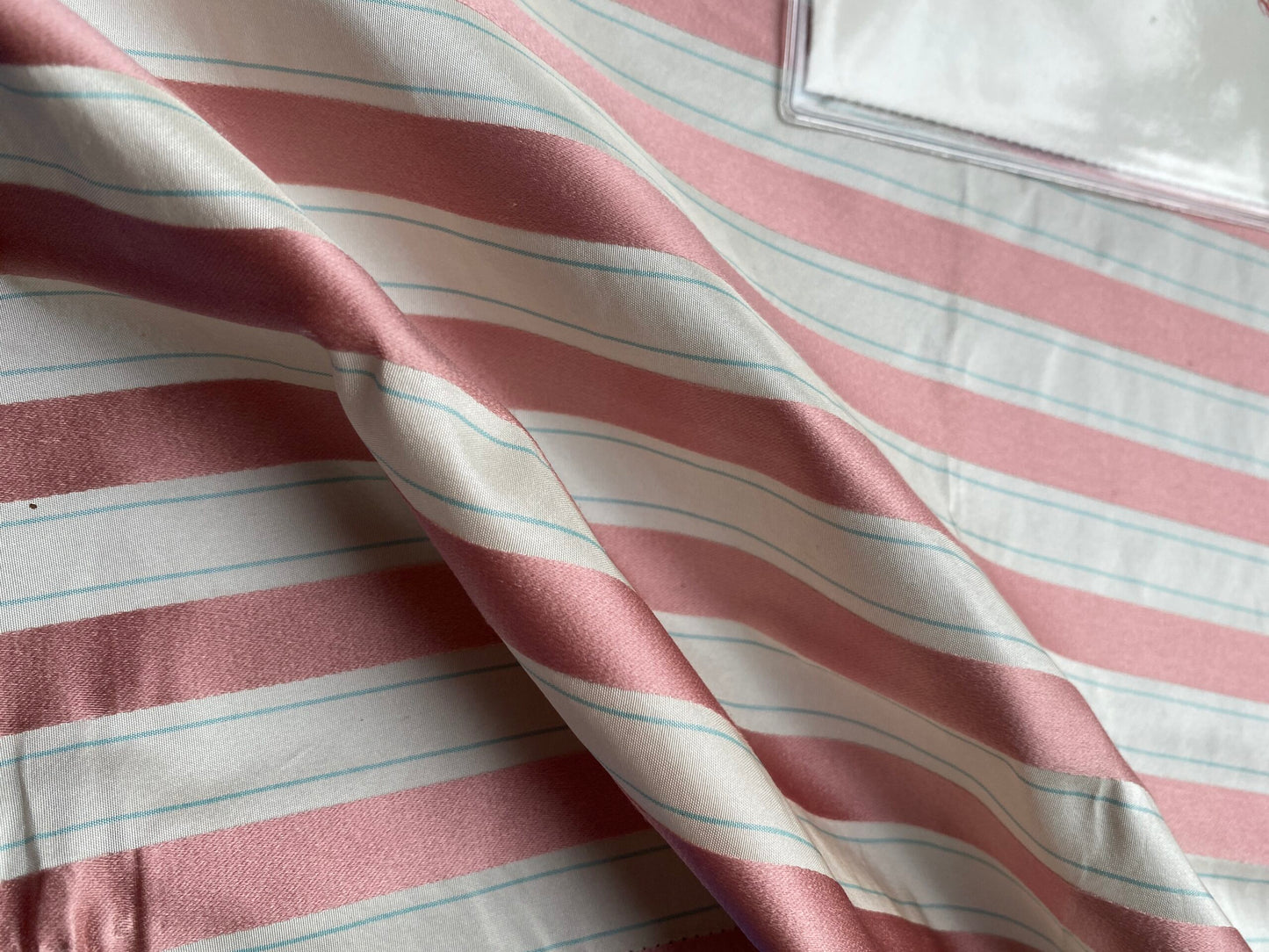 47 Berkbox99 Square Silk Satin by Scalamandre Province Stripped Satin and Taffeta Porcelain and Amethyst Pink White MSRP USD 300+/y