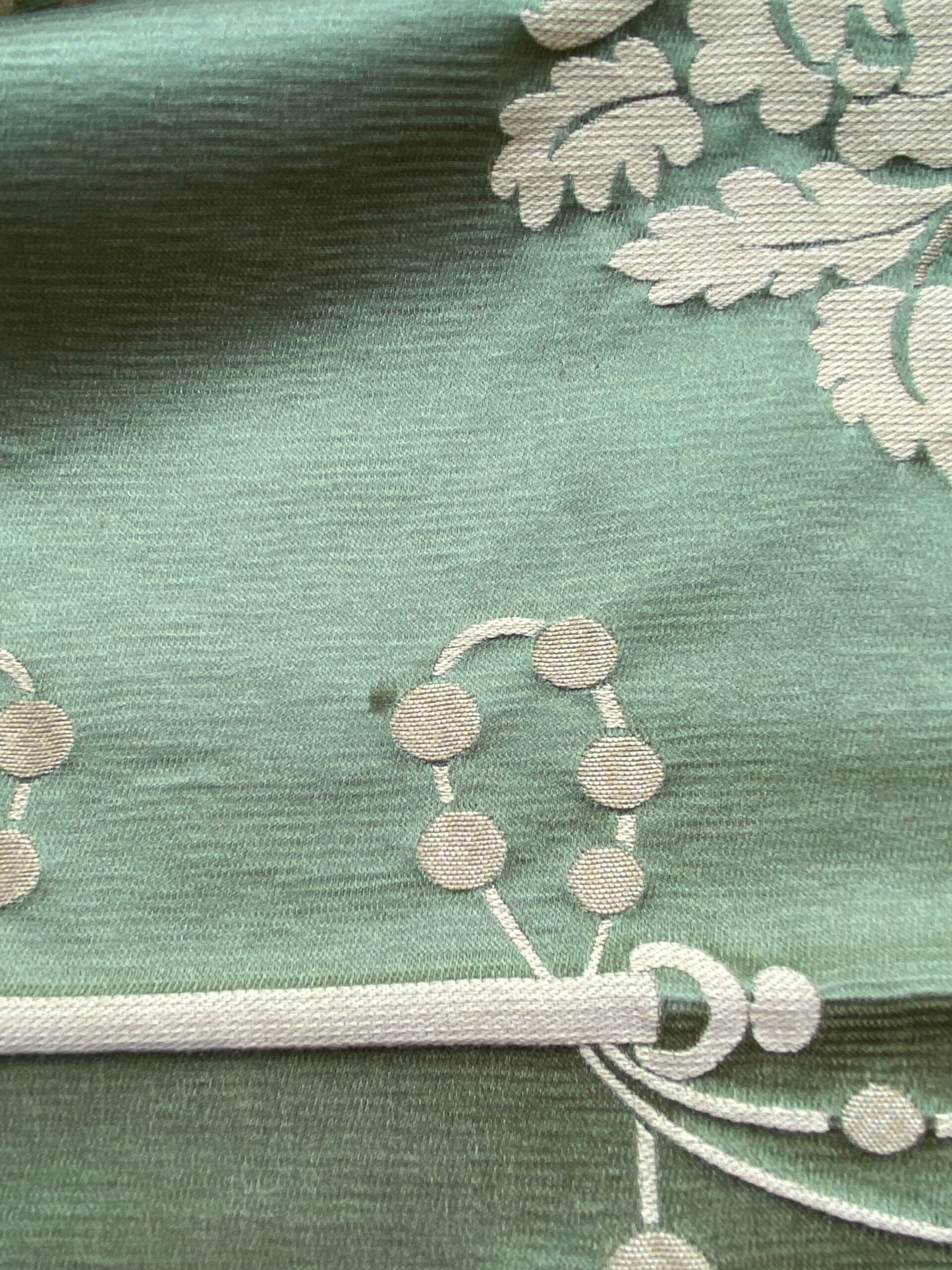 48 Berkbox99 Square Jacquard by Scalamandre Meuse Ornamental Cream on Green Silk Lampas MSRP USD718/y