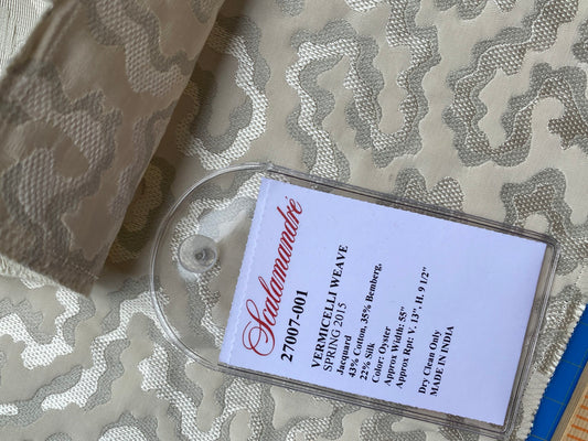 49 Berkbox99 Square Jacquard by Scalamandre Vermicelli Weave Oyster Abstract Beige MSRP USD300/y