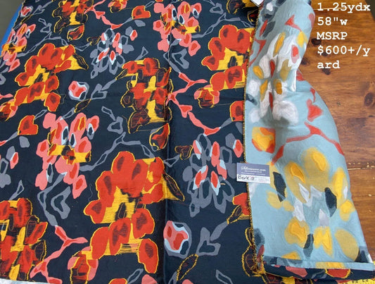 2 Berkbox18 Scalamandre Lelievre of Paris Woven 1.2 Yards Bali-le Aurore Blue Red Black MSRP USD 696/y