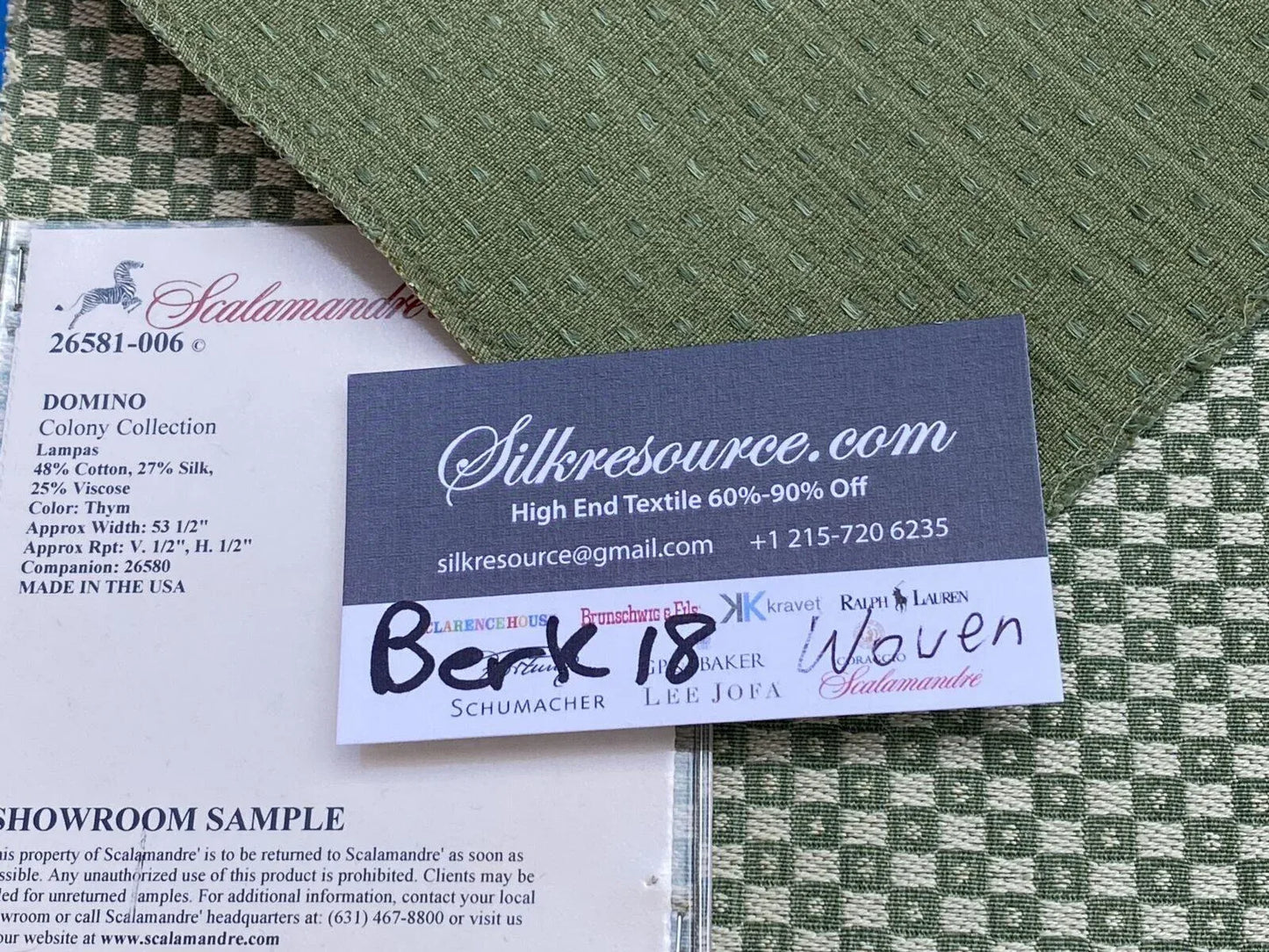 7 Berkbox18 Scalamandre Woven Domino Colony Collection Lampas Thym