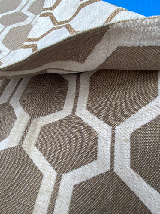 1 Berkbox100 Square Jacquard by Old World Weavers Hex Brown Beige Lattice Geometric MSRP USD280/y