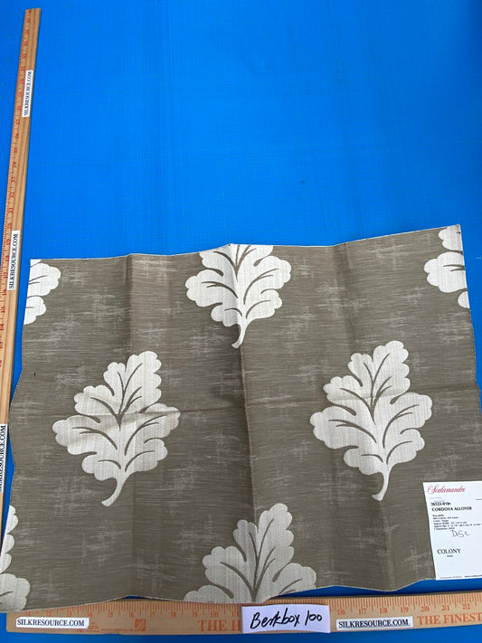 4 Berkbox100 Square Jacquard by Scalamandre Cordova Allover Brocatelle Taupe Leaves Foliage MSRP 300+/y