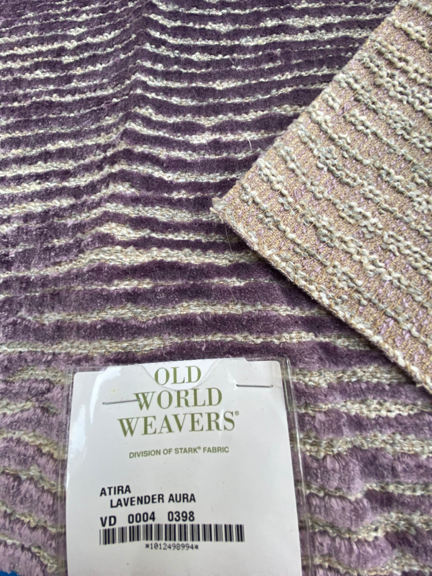 8 Berkbox100 Square Jacquard by Old World Weavers Atira Lavender Aura Cut Velvet Purple Beige Stripe MSRP USD188/y