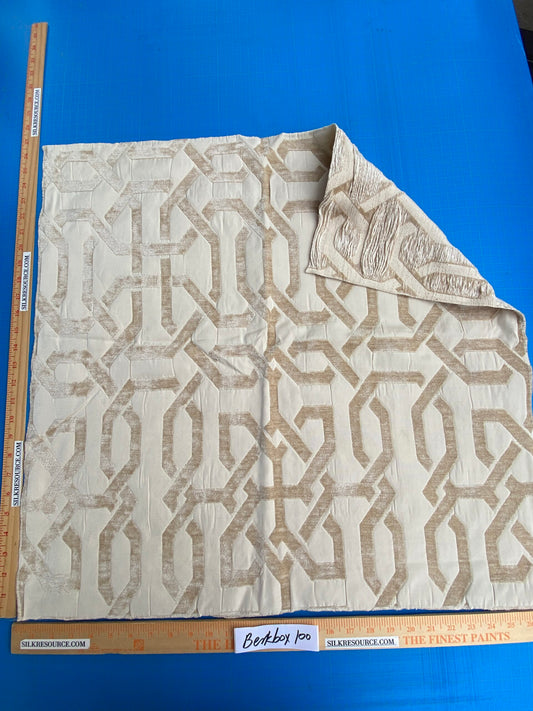 17 Berkbox100 Square Jacquard by Scalamandre Wexford Lichen Gold Fretwork Geometric MSRP USD300+/y