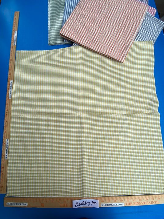 22 Berkbox100 Square Jacquard by Scalamandre MAGPIE 8 Pieces 100% Cotton Plaid Check Small Scale 27"x27" each in Different Colorways MSRP USD214/y