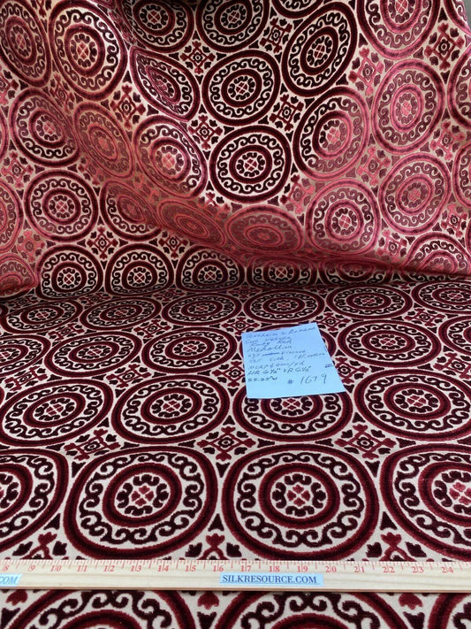 Stroheim & Romann Cut Velvet Silky Ruby Red Medallion Circle Rich! MSRP USD300