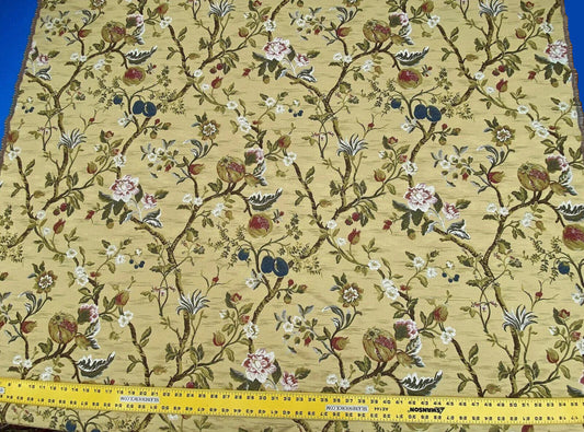 Renaissance Lampas Melograno Pom Fig Rose Tree Of Life On Yellow Gold #1633