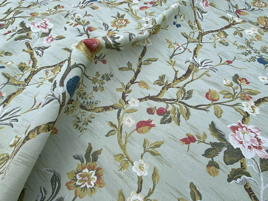 Renaissance Melograno Pom Fig Rose Tree Of Life On Celadon Green Blue #1681