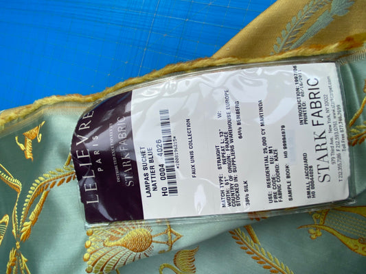 13 Berkbox101 Square Silk by Lelievre Paris Lampas Suchet Nattier Blue Gold Bird Animal Diamond Ogee Historic MSRP USD 1,122/y