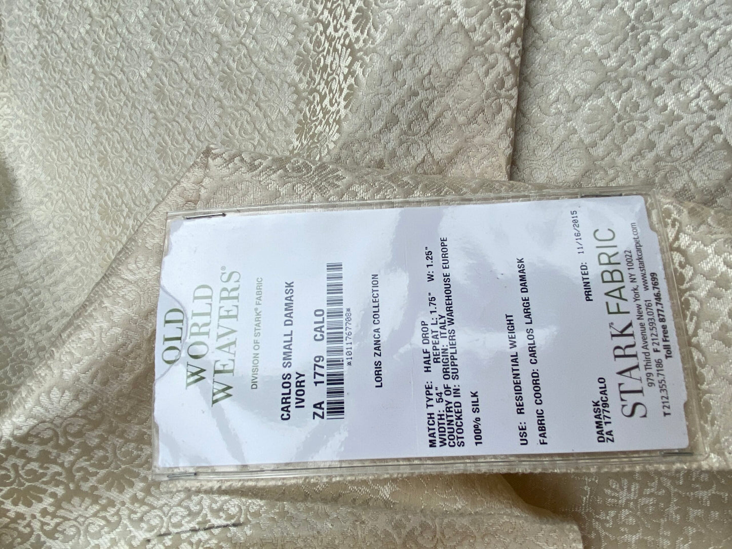 24 Berkbox101 Square Silk by Old World Weavers Carlos Small Damask Ivory Cream White Brown Small Scale MSRP USD300+/y