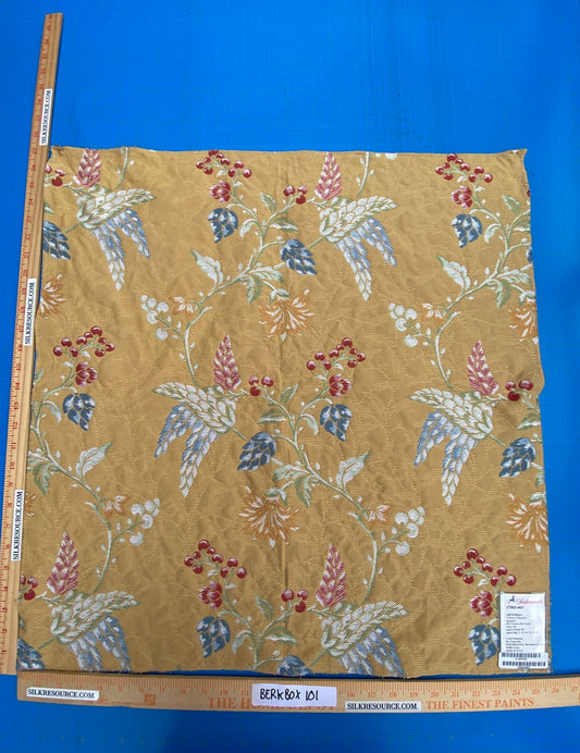 36 Berkbox101 Square Jacquard by Scalamandre Artemisia Oro Yellow Fruits Floral Botanical Foliage MSRP USD300+/y