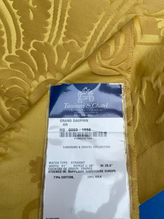 39 Berkbox101 Square Silky by Tassinari and Chatel Grand Dauphin Or Yellow Damask Floral Historic MSRP USD996/y