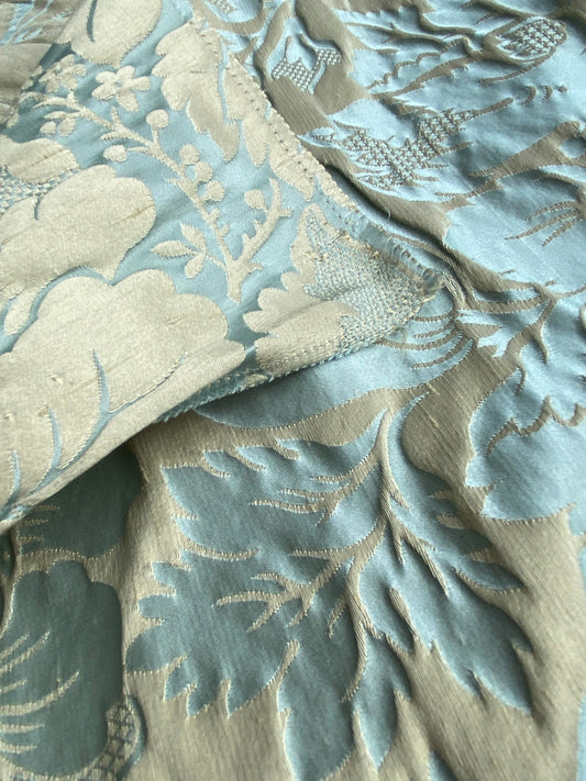 44 Berkbox101 Square Silk by Tassinari and Chatel Ventadour Bleu Blue Damask Floral Historic MSRP USD1758/y