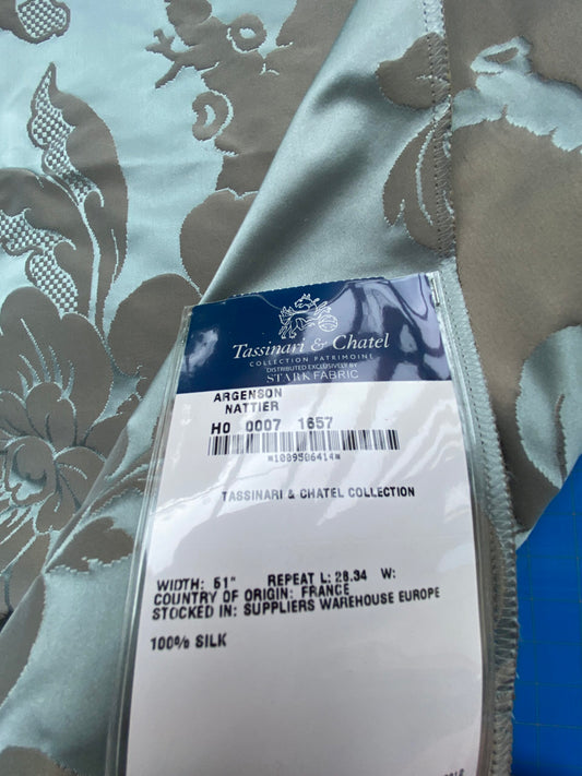 51 Berkbox101 Square Silk by Tassinari and Chatel Argenson Nattier Blue Floral Botanical Foliage MSRP USD 1200+/y