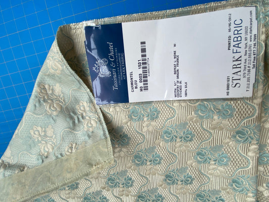 66 Berkbox101 Square Silk by Tassinari and Chatel Carmontel Bleu Blue Cream Small Scale Floral Historic MSRP USD704/y