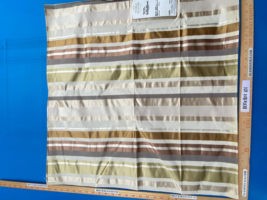 70 Berkbox101 Square Silky by Old World Weavers Tosca Stripe Ivory Celery Brown Silk Stripe MSRP USD 300+/y